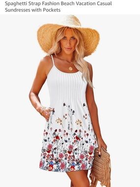 Spaghetti Strap White Floral Beach Sundress